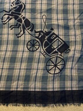 COACH Plaid Horse and Carriage with Fringe Scarf Shawl NWT